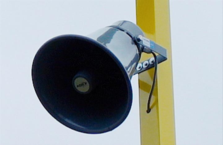 CCTV loud speaker on a pole